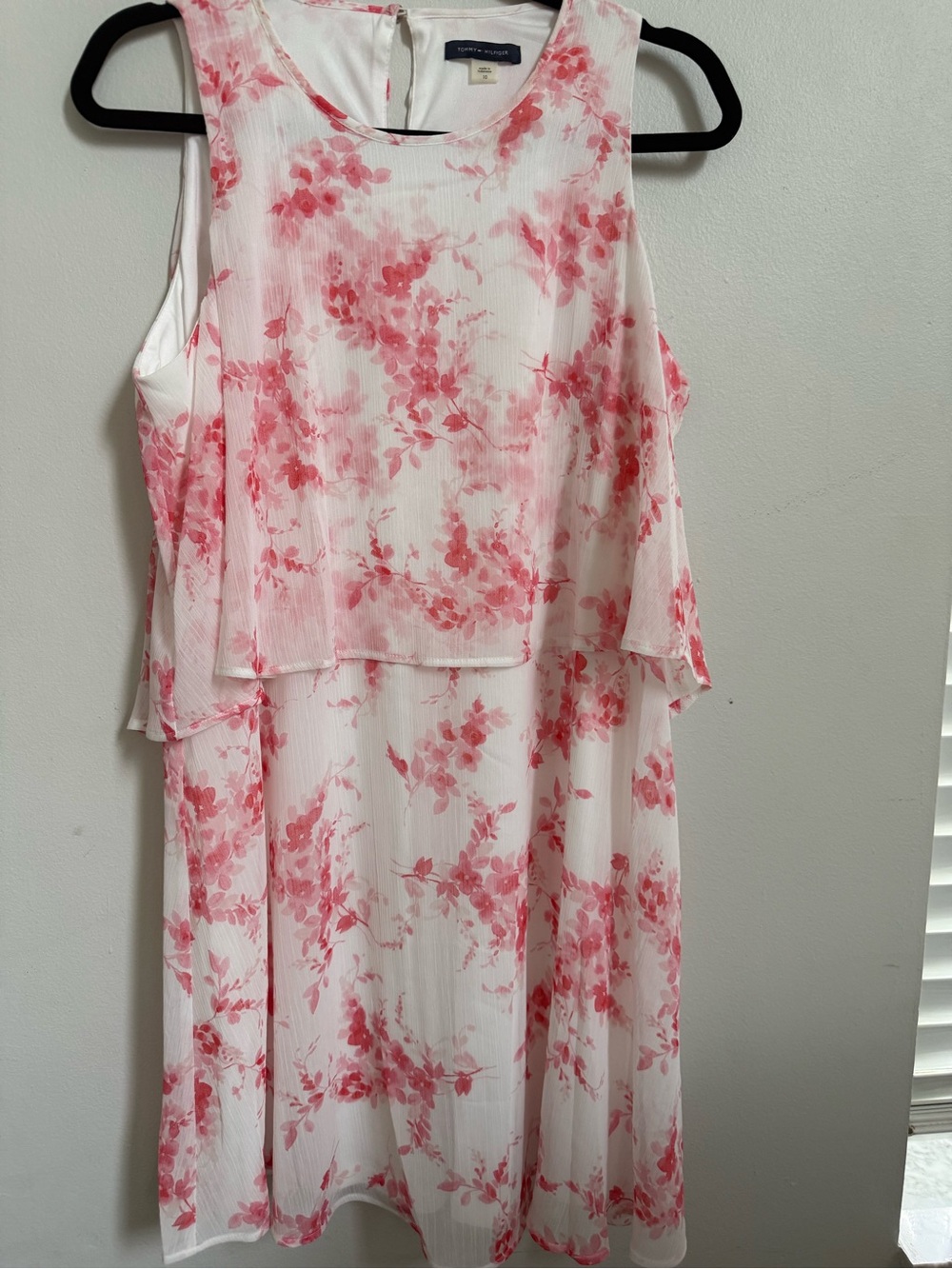Tommy Hilfiger White and Pink Floral Button-Up Blouse